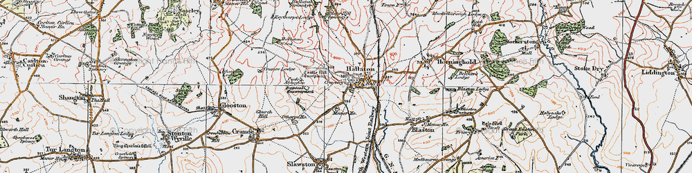 Old map of Hallaton in 1921