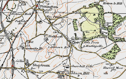 Old map of Hallgarth in 1925