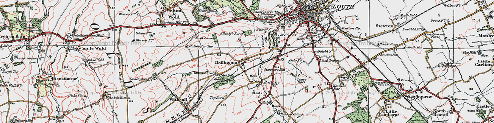 Old map of Hallington in 1923