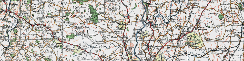 Old map of Hallow Heath in 1920
