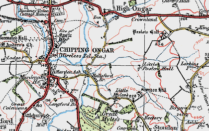 Old map of Hallsford Bridge in 1920