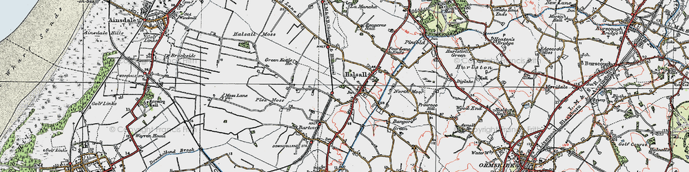 Old map of Halsall in 1923