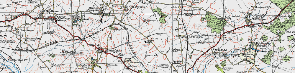 Old map of Halse in 1919