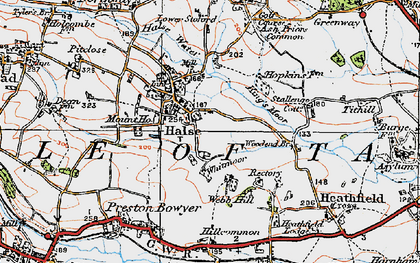 Old map of Halse in 1919