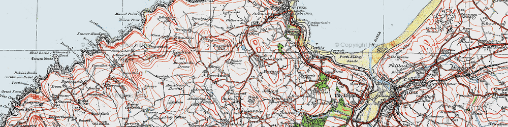 Old map of Halsetown in 1919