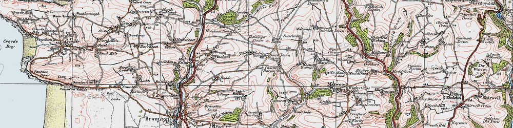 Old map of Halsinger in 1919