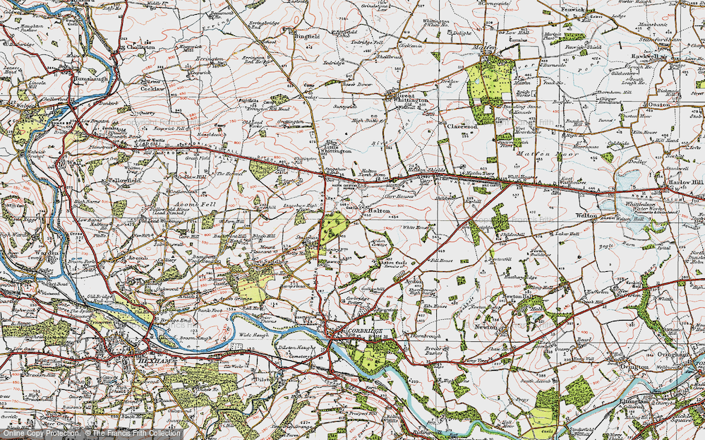 Old Map of Historic Map covering Whittington Fell in 1925