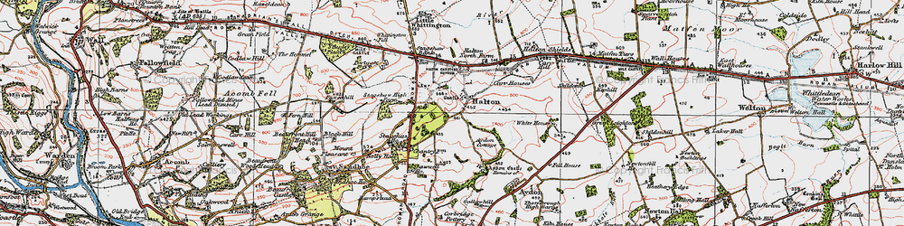 Old map of Whittington Fell in 1925