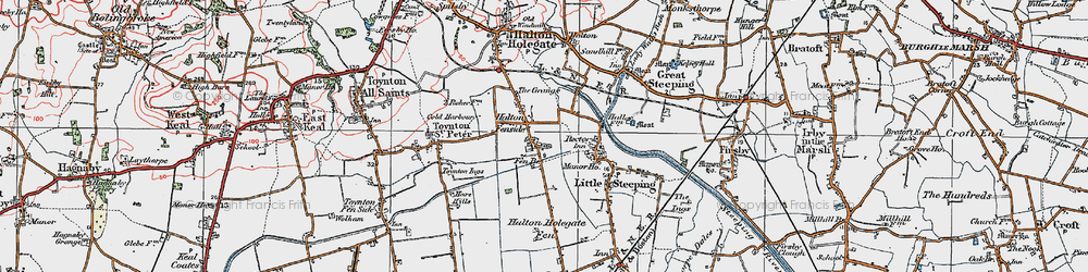 Old map of Halton Fenside in 1923