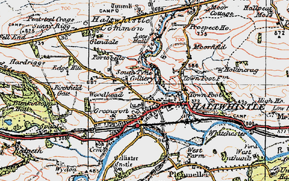 Old map of Aesica (Roman Fort) in 1925