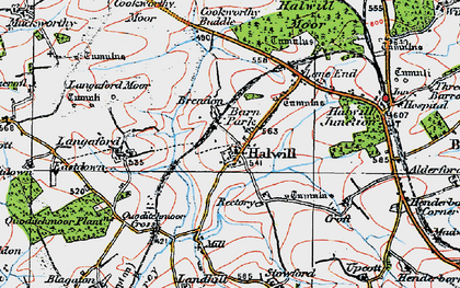 Old map of Halwill in 1919