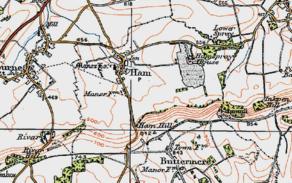 Old map of Ham Spray Ho in 1919