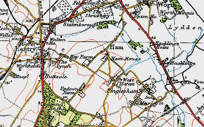 Old map of Ham in 1920