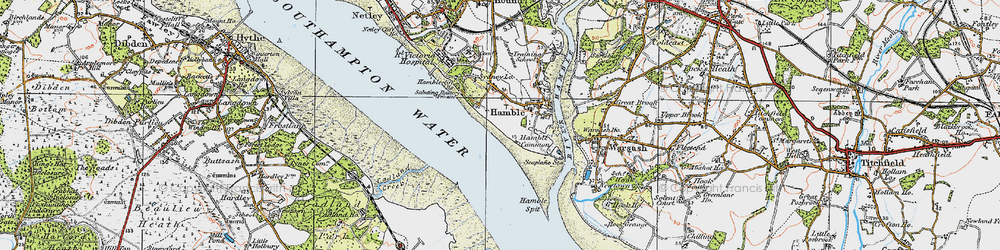 Old map of Hamble-le-Rice in 1919