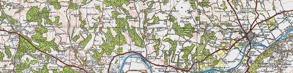 Old map of Hambleden in 1919