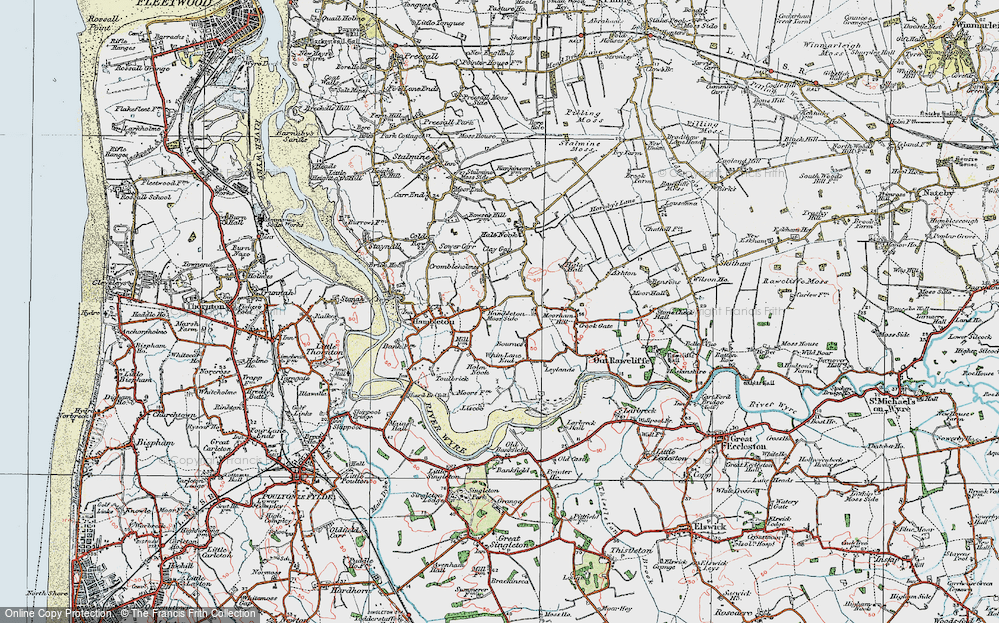 Old Map of Hambleton Moss Side, 1924 in 1924