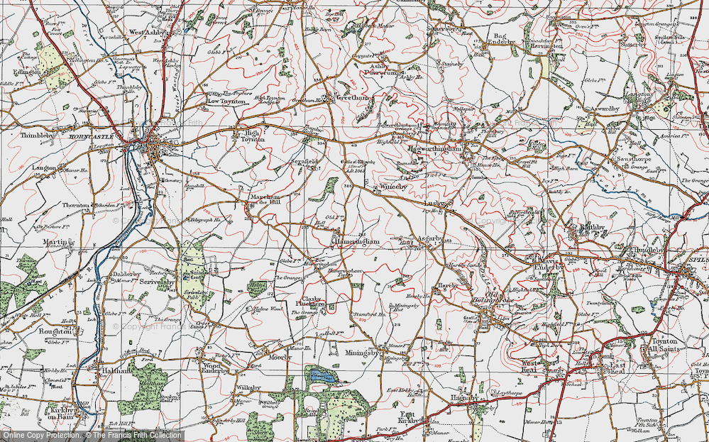 Old Map of Historic Map covering Low Hameringham in 1923