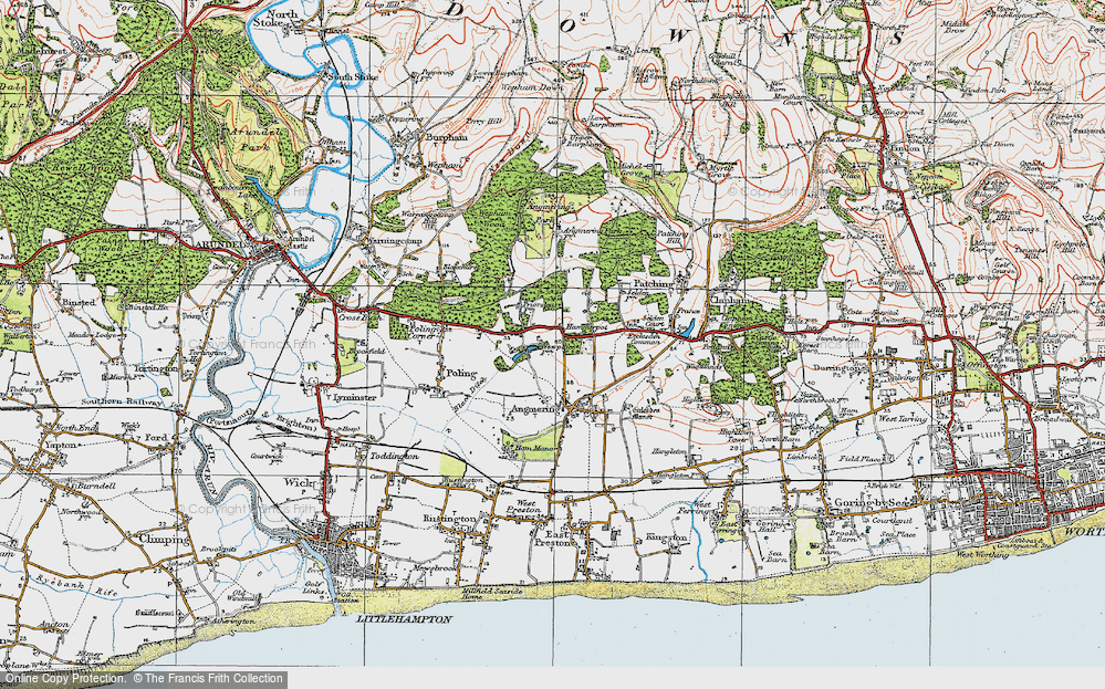 Old Map of Historic Map covering Angmering Park in 1920