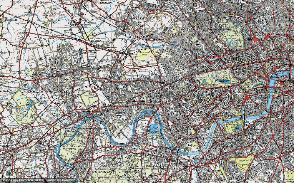 Old Map of Hammersmith, 1920 in 1920