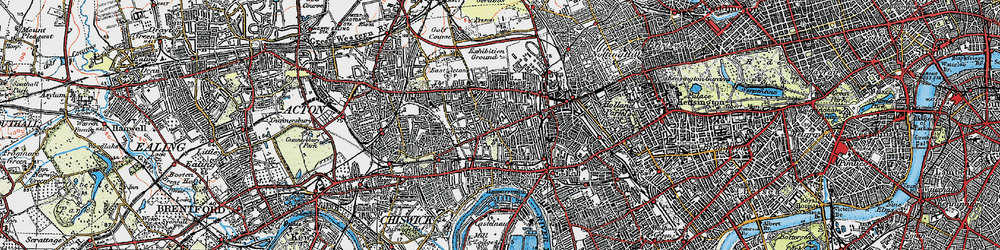 Old map of Hammersmith in 1920