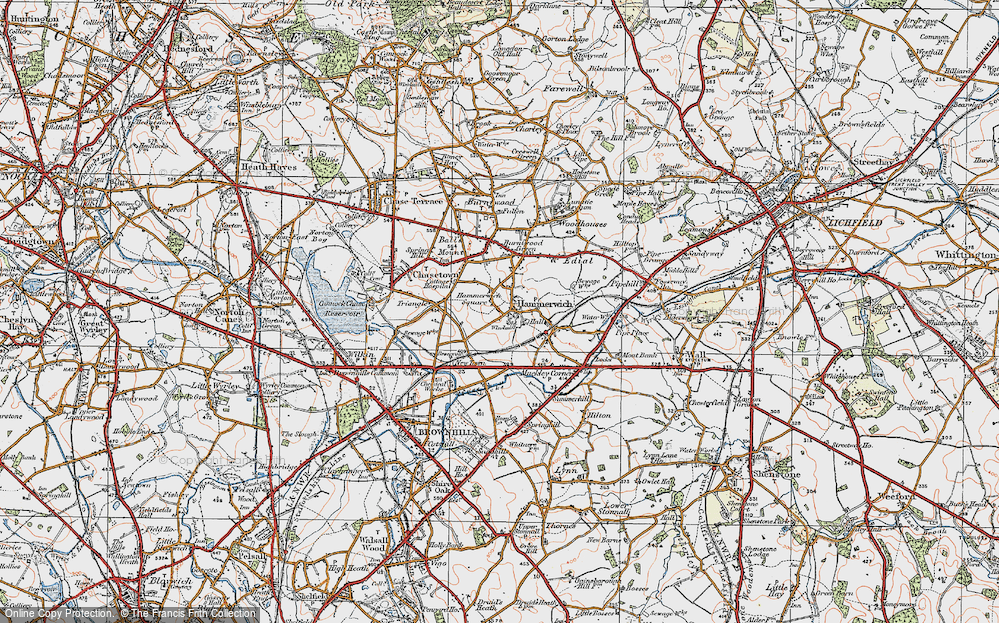 Old Map of Hammerwich, 1921 in 1921
