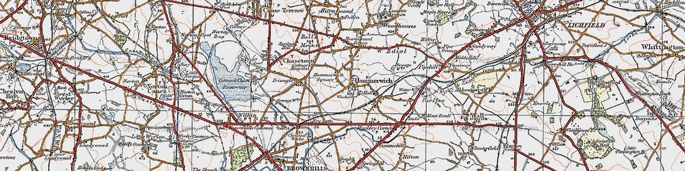 Old map of Hammerwich in 1921