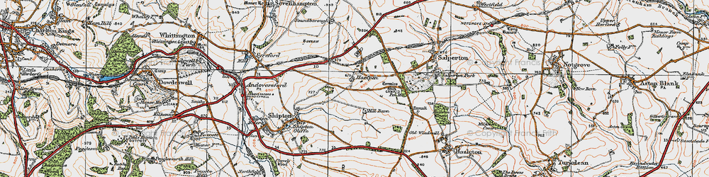 Old map of Hampen in 1919