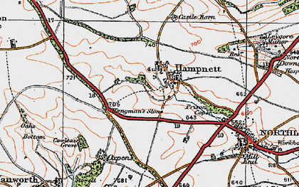 Old map of Hampnett in 1919