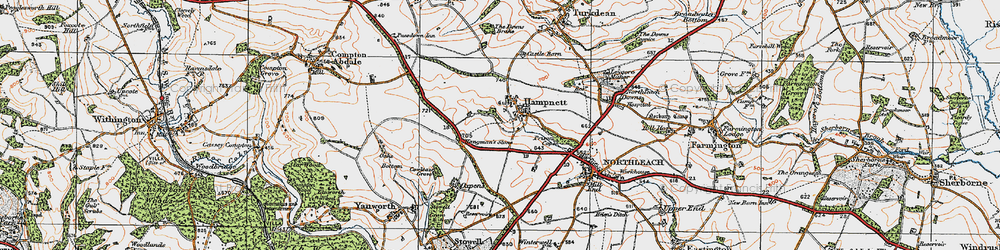 Old map of Hampnett in 1919