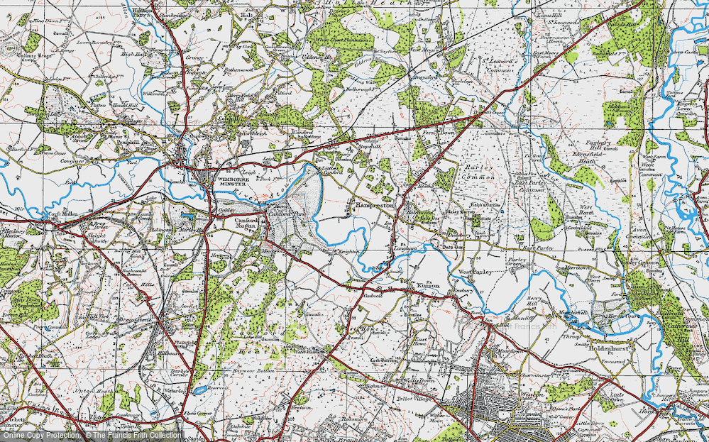 Old Map of Hampreston, 1919 in 1919