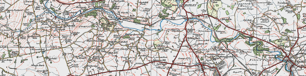 Old map of Hampsthwaite in 1925