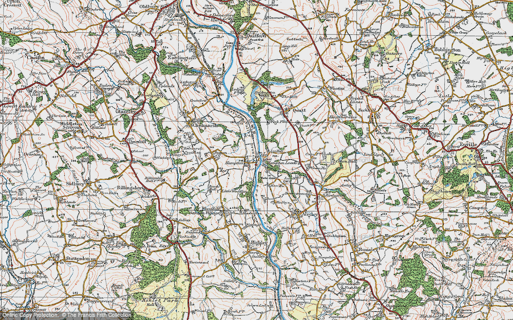 Old Map of Hampton, 1921 in 1921
