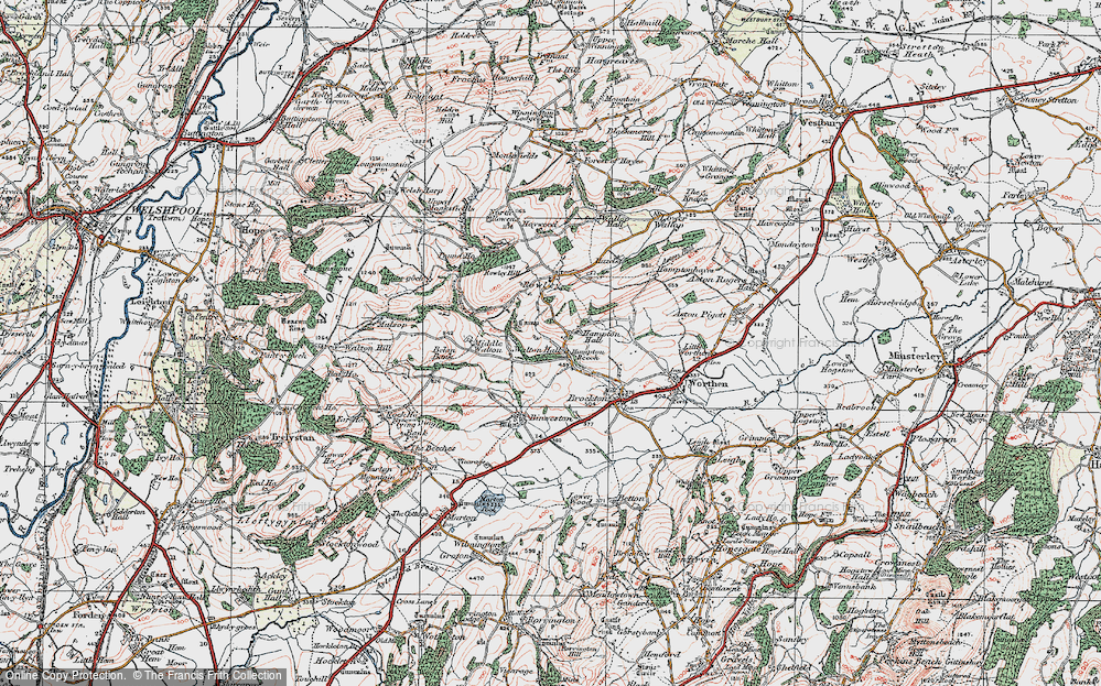 Old Map of Historic Map covering Binweston in 1921