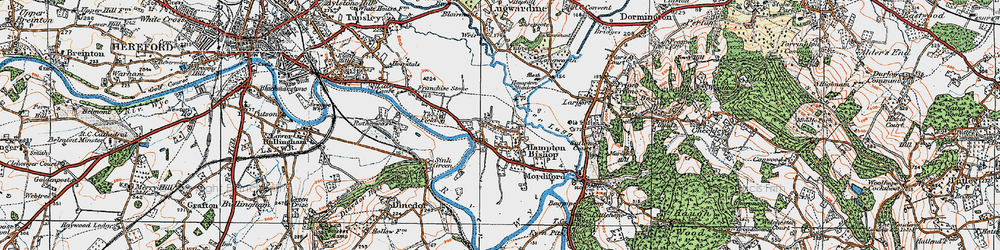 Old map of Hampton Bishop in 1920