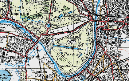 Old map of Molesey Lock in 1920