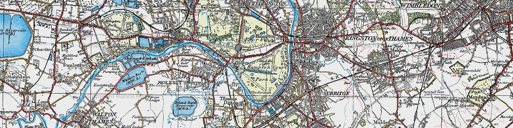 Old map of Molesey Lock in 1920