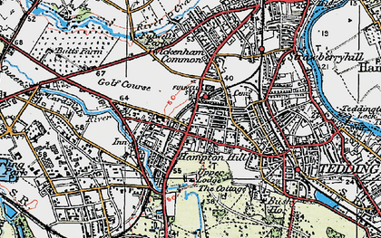 Old map of Hampton Hill in 1920