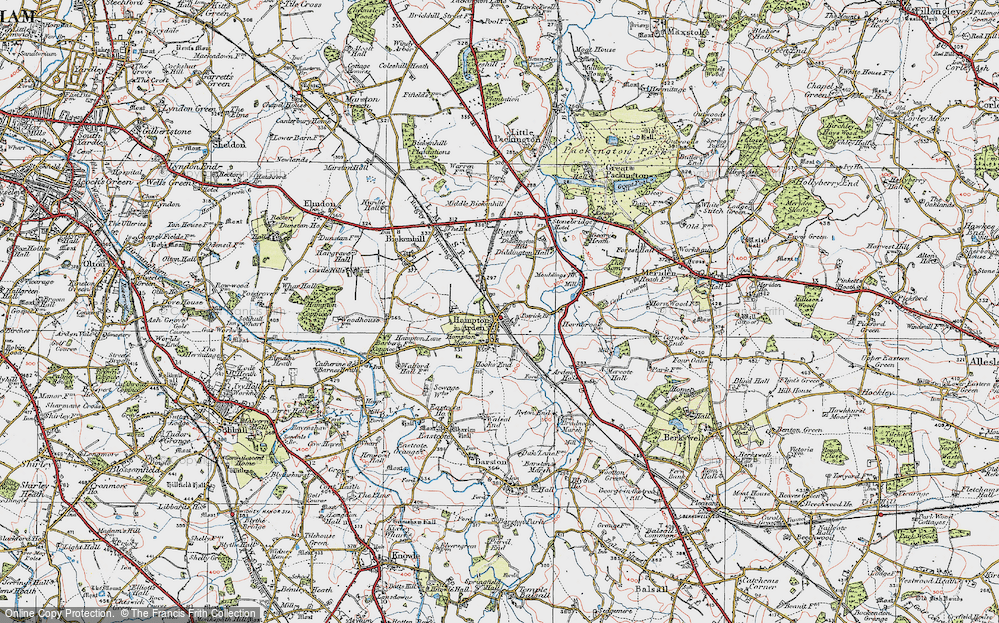 Old Map of Hampton in Arden, 1921 in 1921