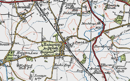 Old map of Hampton in Arden in 1921