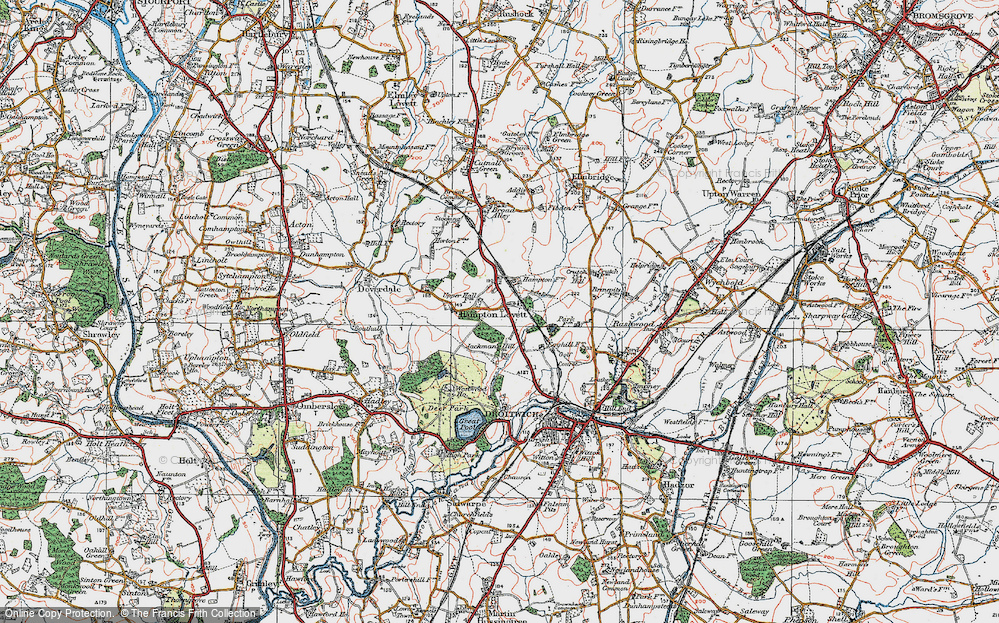 Old Map of Hampton Lovett, 1920 in 1920