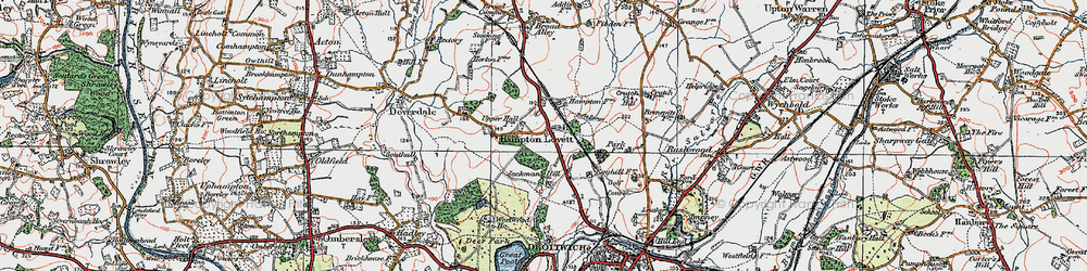 Old map of Hampton Lovett in 1920