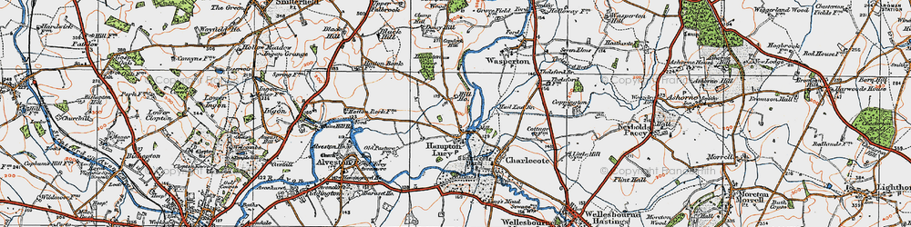 Old map of Hampton Lucy in 1919