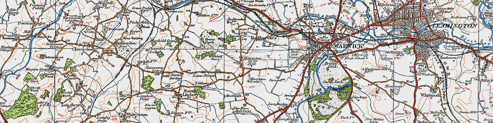 Old map of Hampton on the Hill in 1919