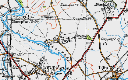Old map of Hampton Poyle in 1919