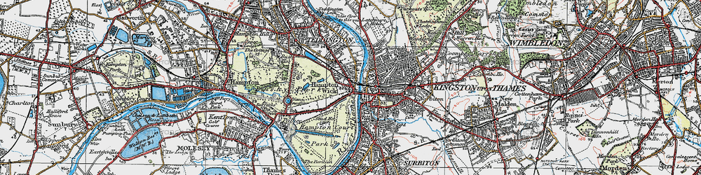 Old map of Hampton Wick in 1920