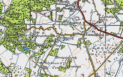Old map of Hamptworth in 1919