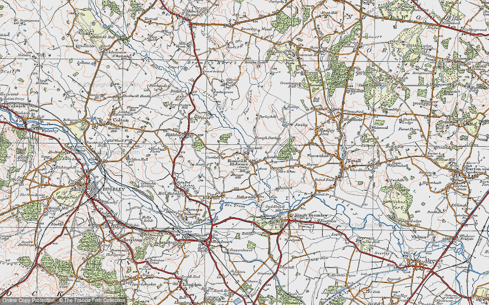 Old Map of Hamstall Ridware, 1921 in 1921