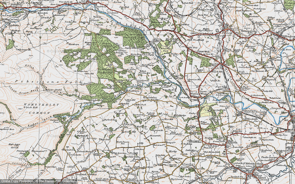 Old Map of Hamsterley, 1925 in 1925