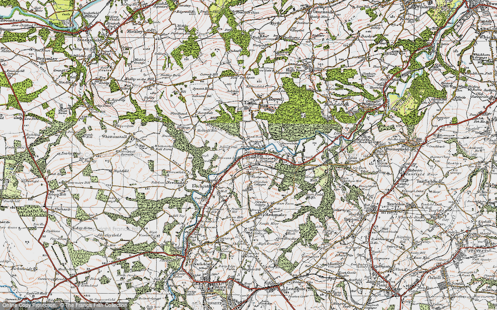 Old Map of Hamsterley, 1925 in 1925