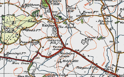 Old map of Hanbury in 1919